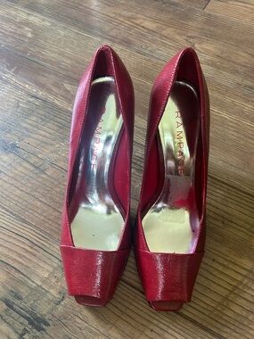 Rampage Red Patent Open-Toe Heels